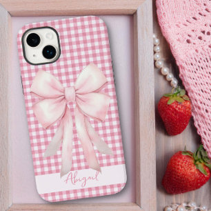 Laço Rosa Menina Xadrez Gingham Personalizado