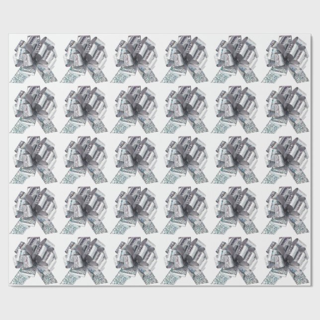 Laços prateados iridescentes Papel de embrulho bra (Aberto)