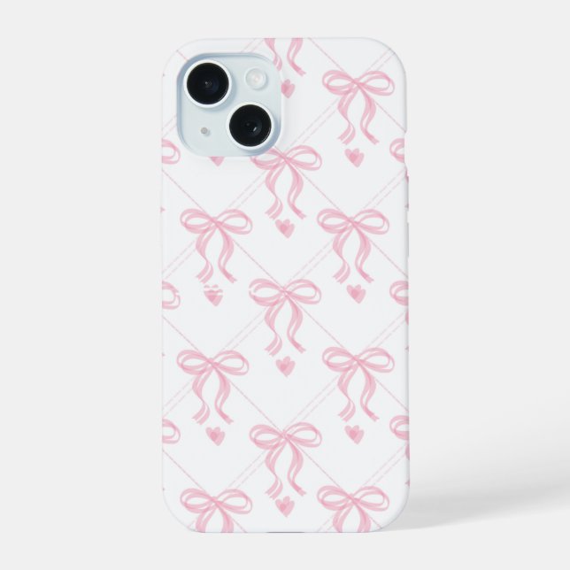 Laços Rosa Chá Claro em Estojo Branco para iPhone  (Verso)