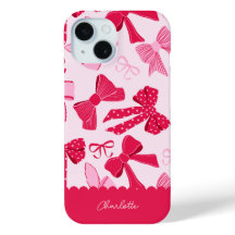 Laços Rosa Vermelho Coquette Desenhados à Mão Prep