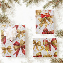 Laços Vermelhos Dourados de Natal