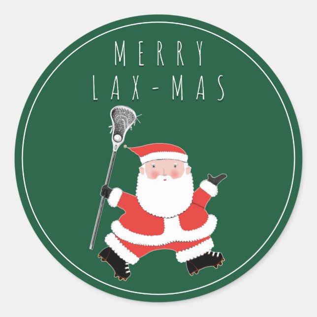 Lacrosse Merry Lax-mas Adesivo Redondo Clássico (Frente)