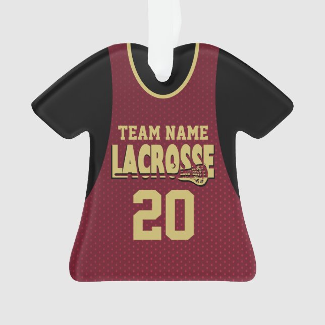 Lacrosse Sports Jersey Maroon com Ornamento de Fot (Frente)