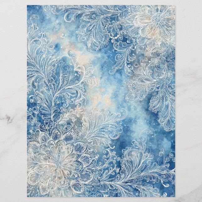 Lacy Blue Scrapbooking Paper (Frente)