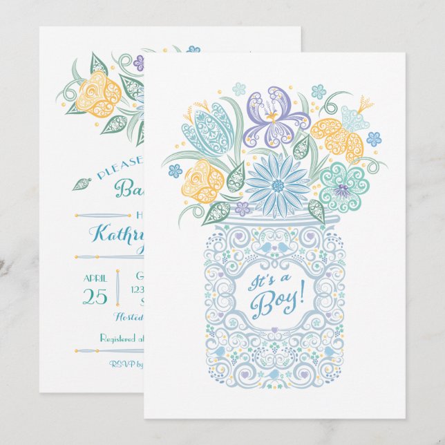 Lacy Mason Chá de fraldas É um Convite para Menino (Frente/Verso)