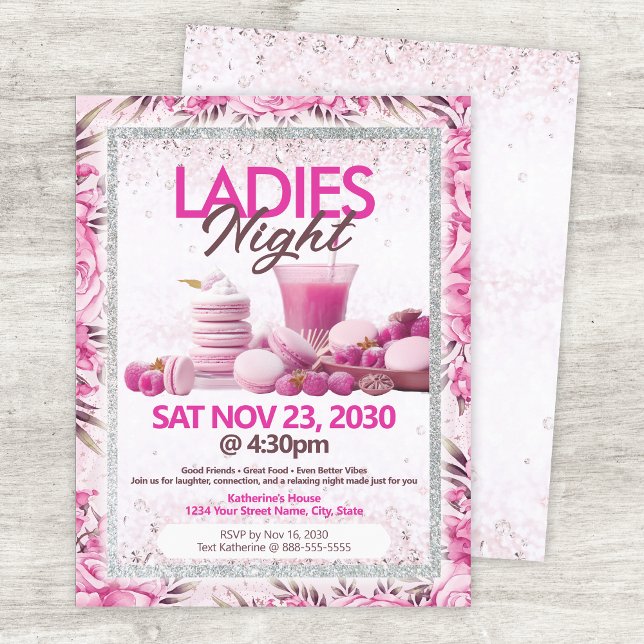 Ladies Night Party Pink Flyer Template (Criador carregado)
