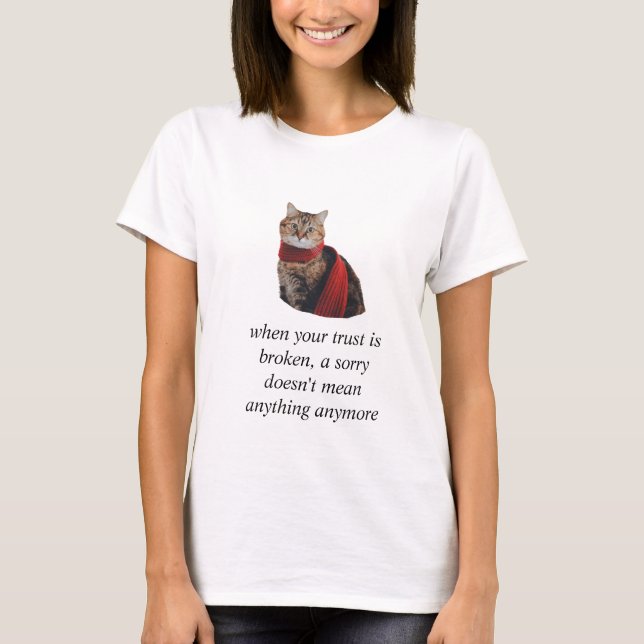 Ladies T-shirt Cat Graphic 3D Print with text (Frente)