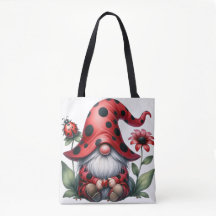 Lady Bug Gnome Tote Bag
