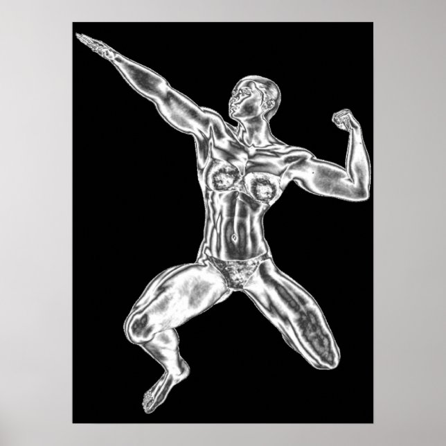 Lady Chrome Bodybuilder Pose Poster (Frente)
