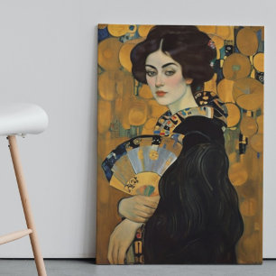 LADY COM UM VENTILADOR Gustav Klimt Wart poster