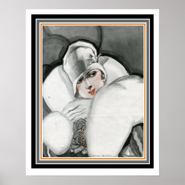 "Lady in fur" Art Deco Poster 16 x 20 (Frente)
