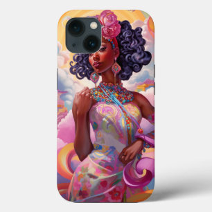 Lady In Surreal World African Art Pink