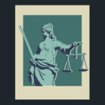 Lady Justice Pop Art Poster<br><div class="desc">Lady Justice - Light Teal,  Black Teal,  e Marinha Pop art poster</div>