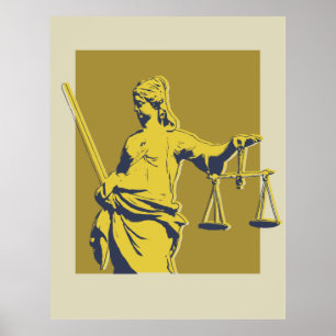 Lady Justice Yellow e Dourada Poster