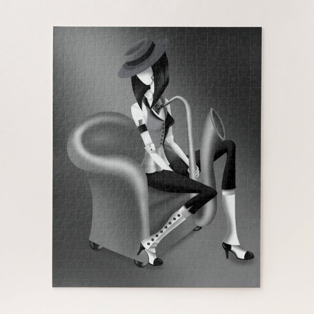 Lady Saxofonista - Quebra-cabeça de quebra-cabeça  (Vertical)