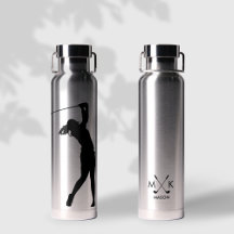 Lady Silver Com Monograma De Golfer Moderno Preto