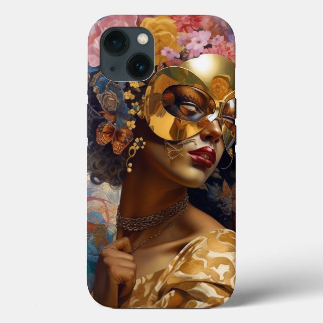 Lady Vestindo Mask Black Fantasy Art (Verso)