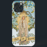 Lady Virgem Fátima Maria Azul Religiosa Floral<br><div class="desc">Apresentando uma bela imagem tradicional católica da Virgem Abençoada Maria,  Nossa Senhora da Fátima com nãos-esqueço azuis e uma faixa de ouro abaixo que diz PRAY O ROSARY.</div>