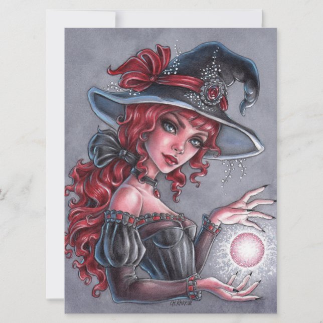 Lady Witch Female Fantasy Hat Magic Art Card (Frente)