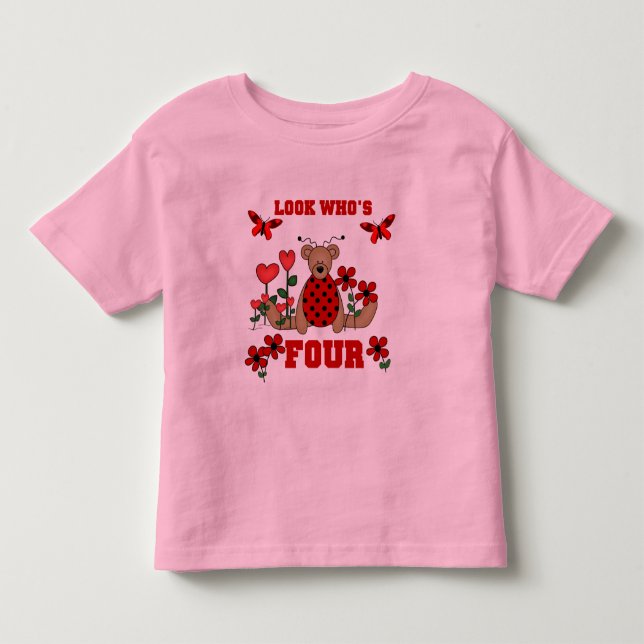 Ladybug Bear 4º Aniversário Camisetas e presentes (Frente)