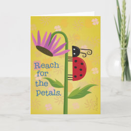 Ladybug brilhante no Cartão de Saudação da Flor Ro