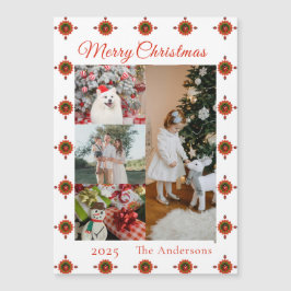 Ladybug Christmas Photo Collage Magnetic Card