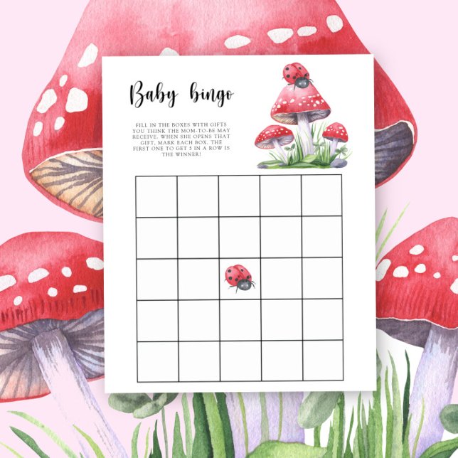 Ladybug e cogumelos - jogo de bingo Chá de fraldas (Criador carregado)