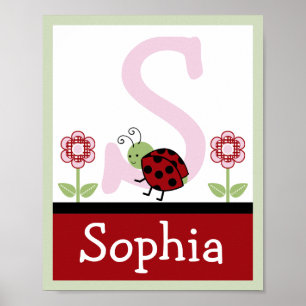 Ladybug e Flor - Letra & Nome Wall Art Poster