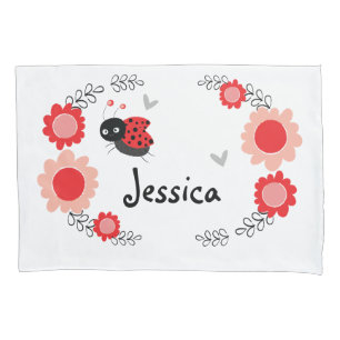 Ladybug e Flores Vermelhas e Pretas