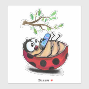 Ladybug feliz com o adesivo engraçado do telefone