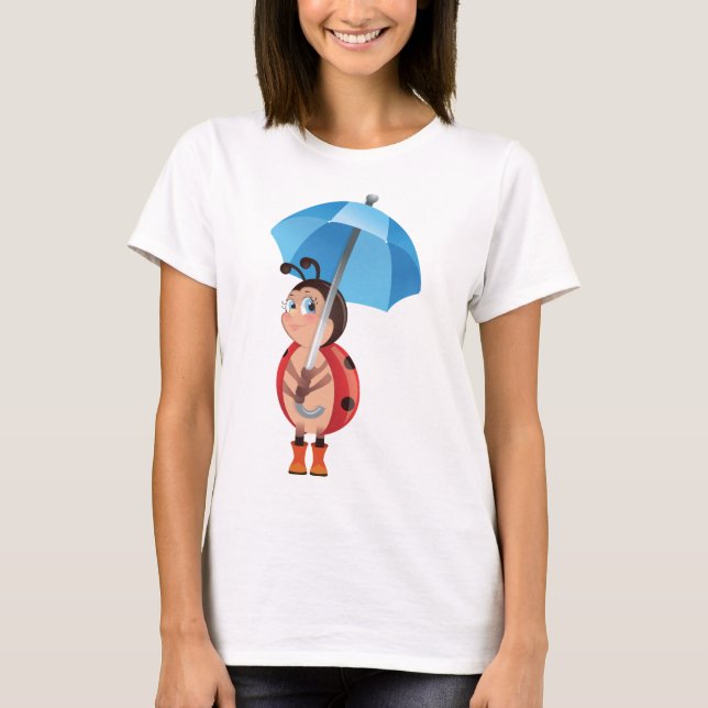 Ladybug Sob Uma Camisa De T-Guarda-Chuva (Frente)