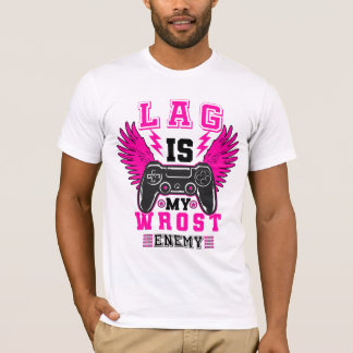 "Lag é meu pior inimigo" - Camiseta gráfica de jog