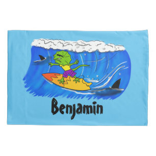 Lagarto espinhoso surfando cartoon