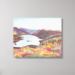 Lago Ártico em Outono: Canvas de Aquarela sem cros
