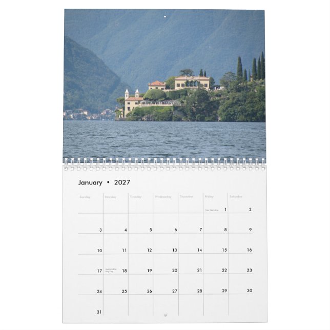 Lago Como, calendário 2013 de Italia (Jan 2027)