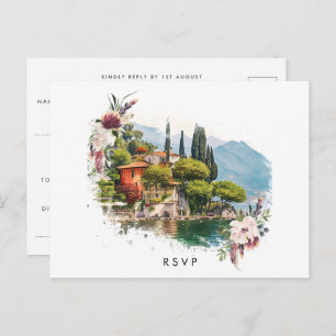 Lago Como Itália — cartão postal de casamento rsvp