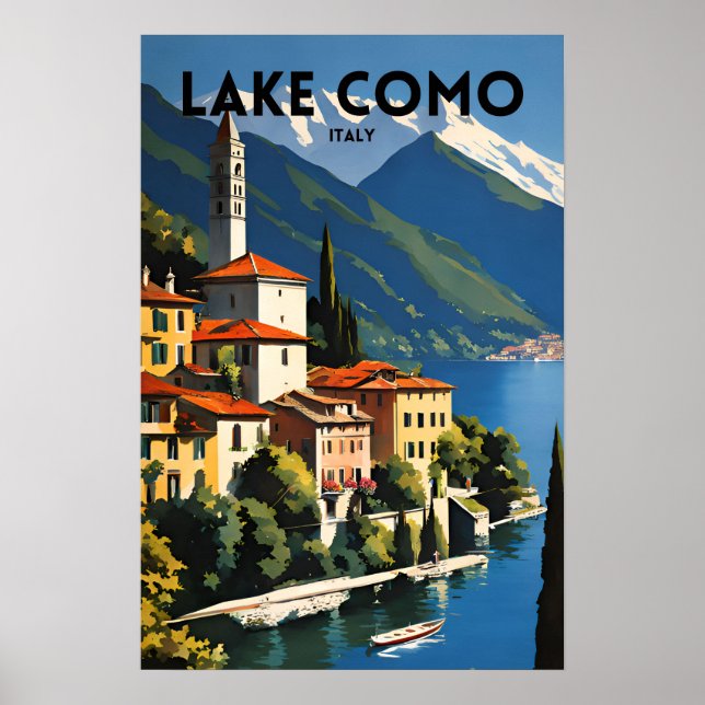 Lago Como Itália Poster de viagens tradicional (Frente)