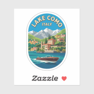 Lago de Como Itália Adesivo de Arte de Viagem Vint