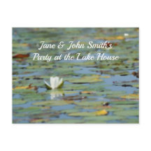 Lago de Nenúfares Flor de Aquarela Cartão Postal