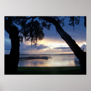 Lago Dora Florida Sunset à noite com poster