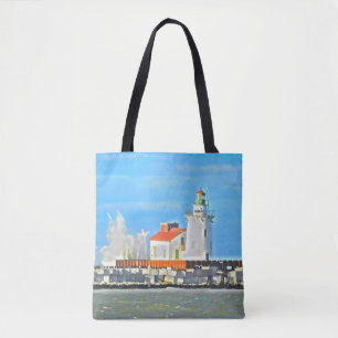 Lago Erie Lighthouse com Wave Tote Bag