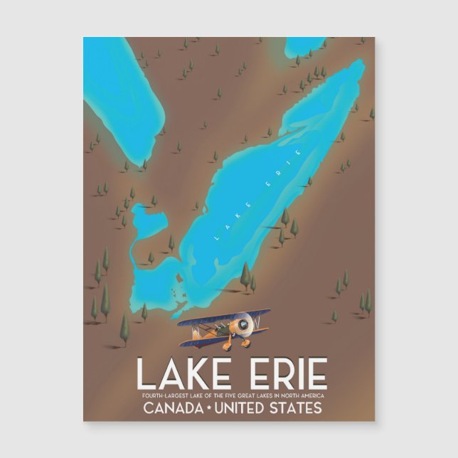 Lago Erie, poster de viagens do mapa do lago dos E (Frente)