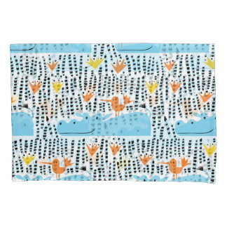 Lago Hippos Birds: Padrão Vintage.