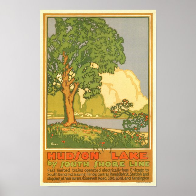 Lago Hudson - Poster de Viagens vintage (Frente)