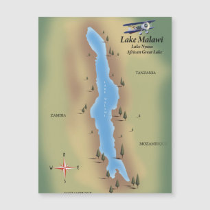 Lago Malawi, impressão de mapa de poster de viagen