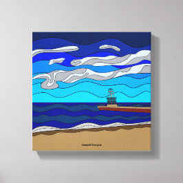 Lago Michigan - Impressão em Tela (10"x10")