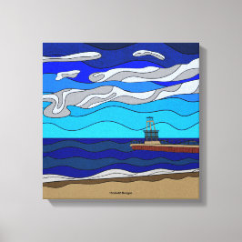 Lago Michigan - Impressão em Tela (14"x14")