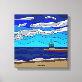 Lago Michigan - Impressão em Tela (30cm x 30cm)