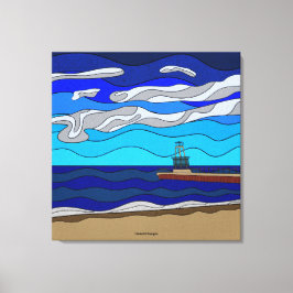 Lago Michigan - Impressão em Tela (76cm x 76cm)