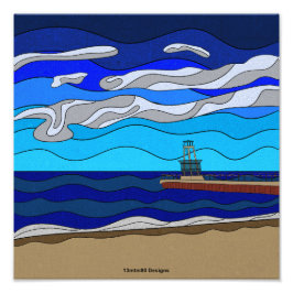 Lago Michigan - Impressão Fotográfica 12"x12"